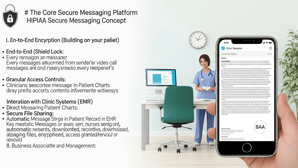 HIPAA secure patient messaging automation with business associate agreement concept for solo clinic