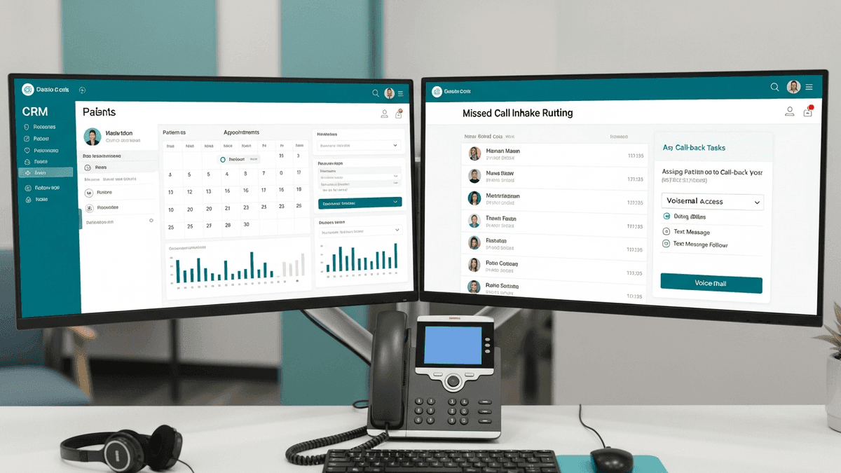 Independent medical practice scheduling CRM and missed-call intake routing at reception
