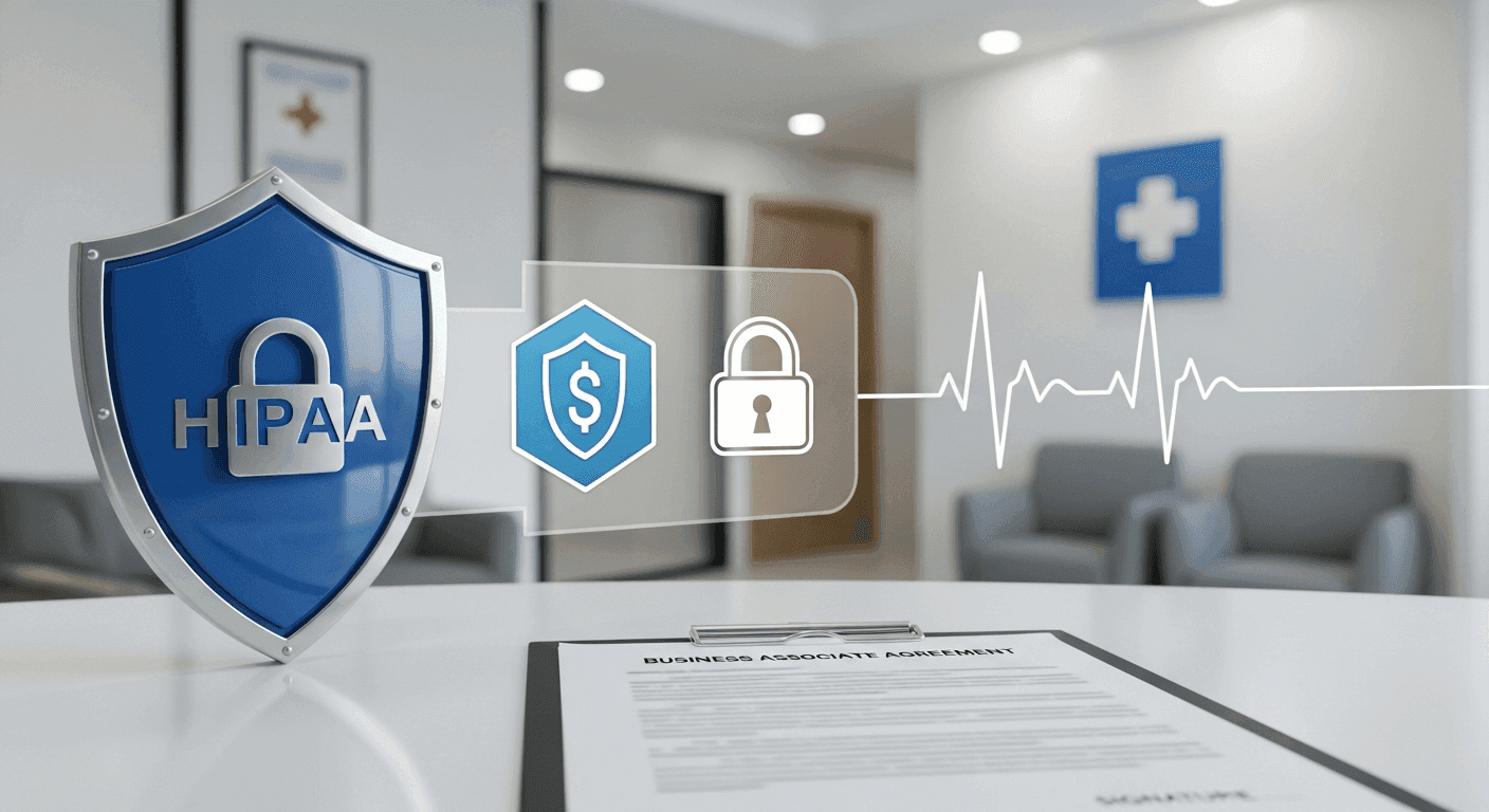 HIPAA compliance and business associate agreement concept for medical practice AI tools