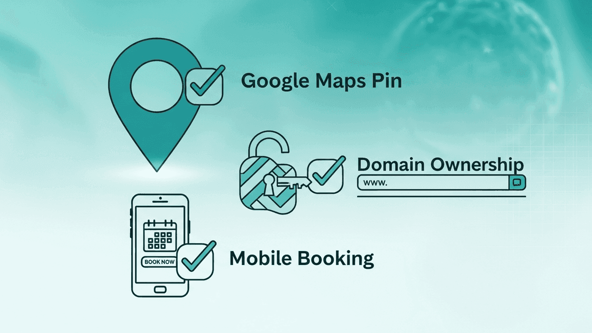 Checklist for Google Business Profile, domain ownership, and mobile consult booking on a med spa site