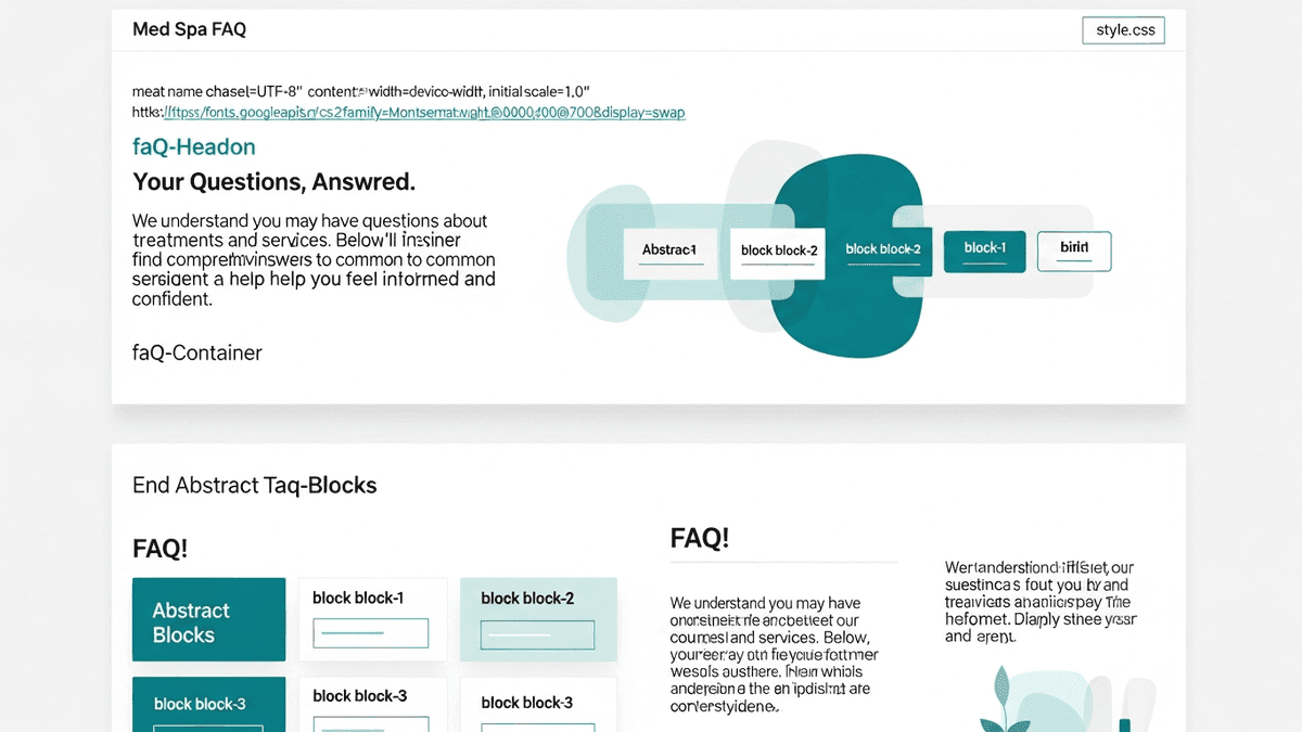 FAQ panel addressing common best medical spa websites questions for physicians