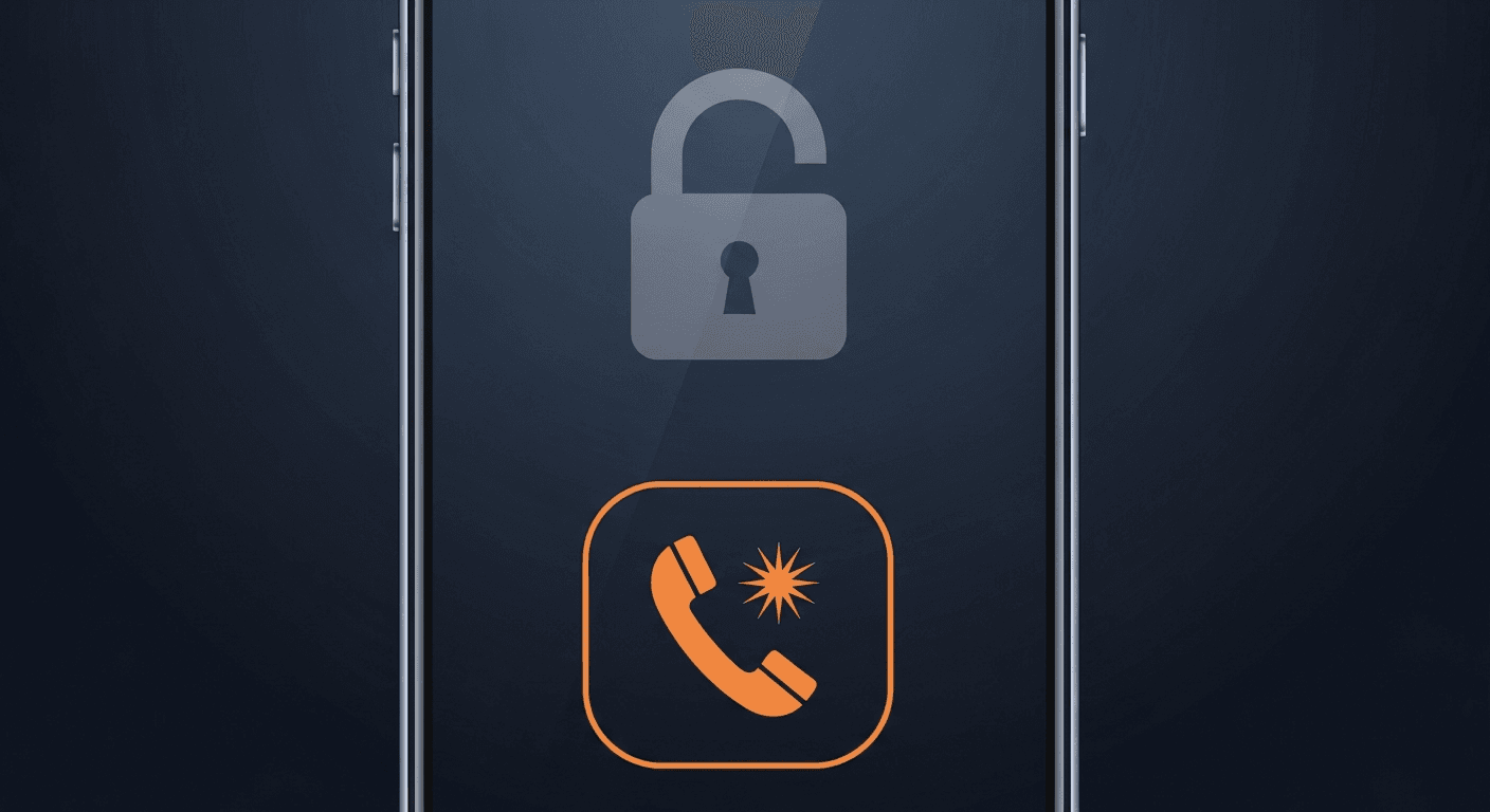 Emergency services reminder on phone screen for severe cardiac symptoms