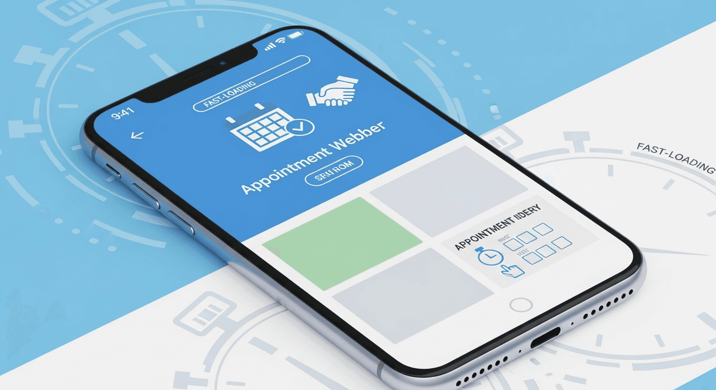 Smartphone loading fast clinic page with clear booking button