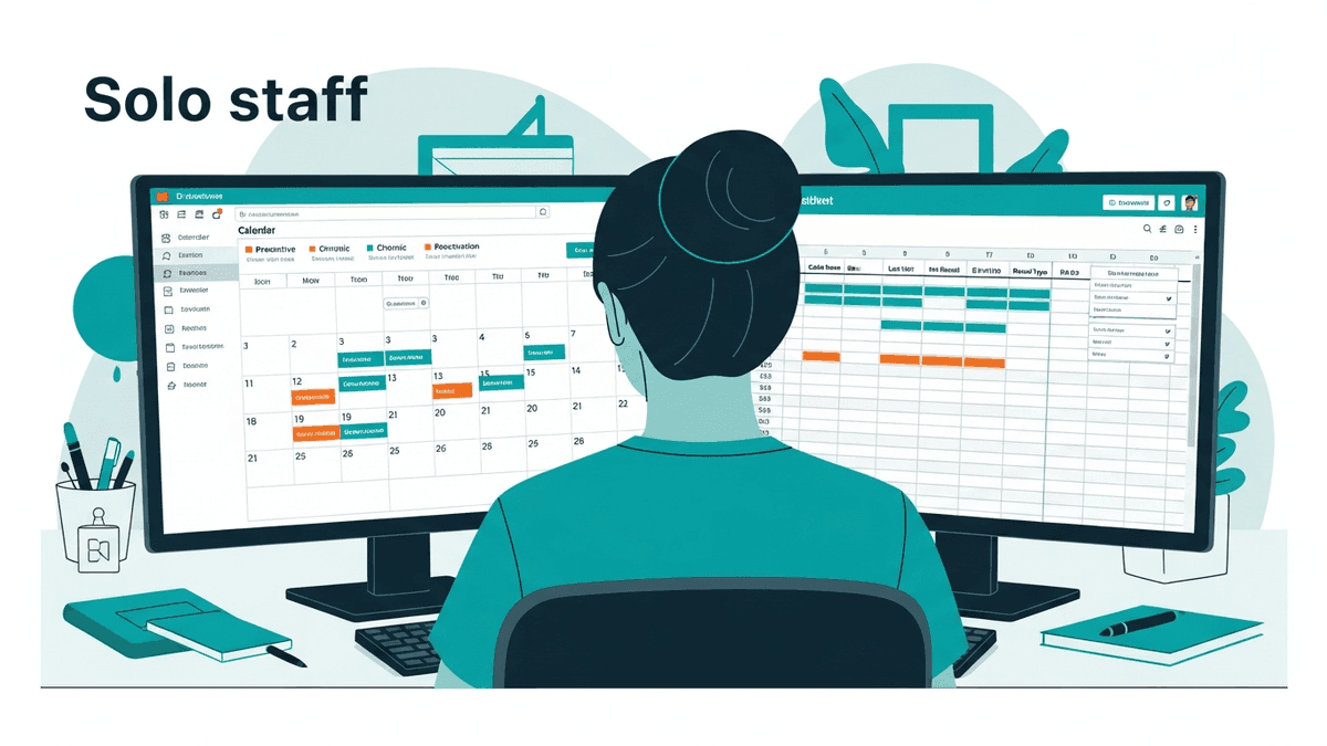 Solo clinic staff building patient recall lists with preventive chronic and reactivation cadence rules
