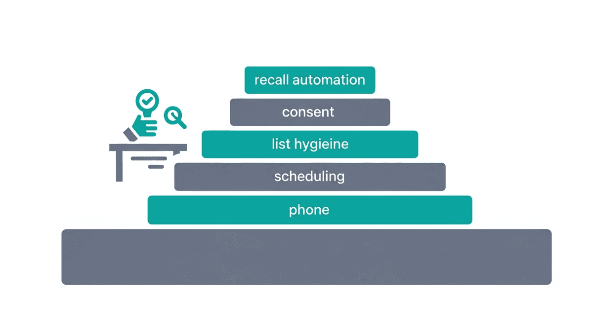 Layered operational stack for solo clinic patient recall before buying recall software