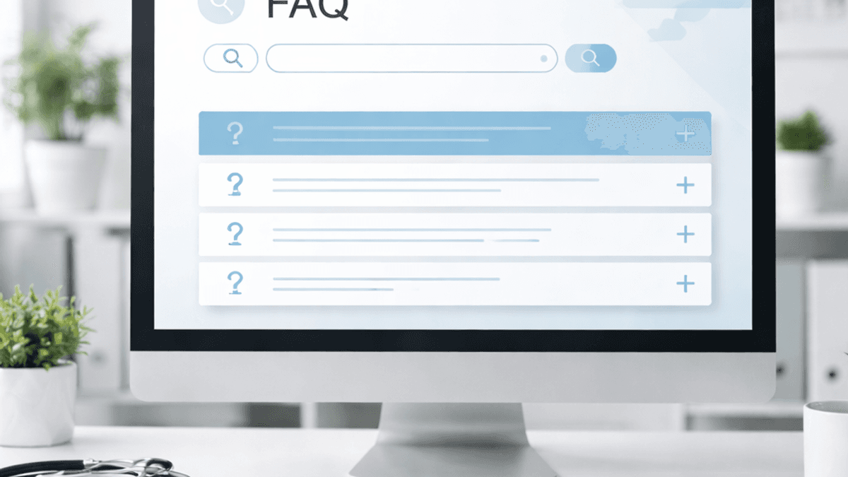 FAQ panel addressing common med spa website builder questions for physicians