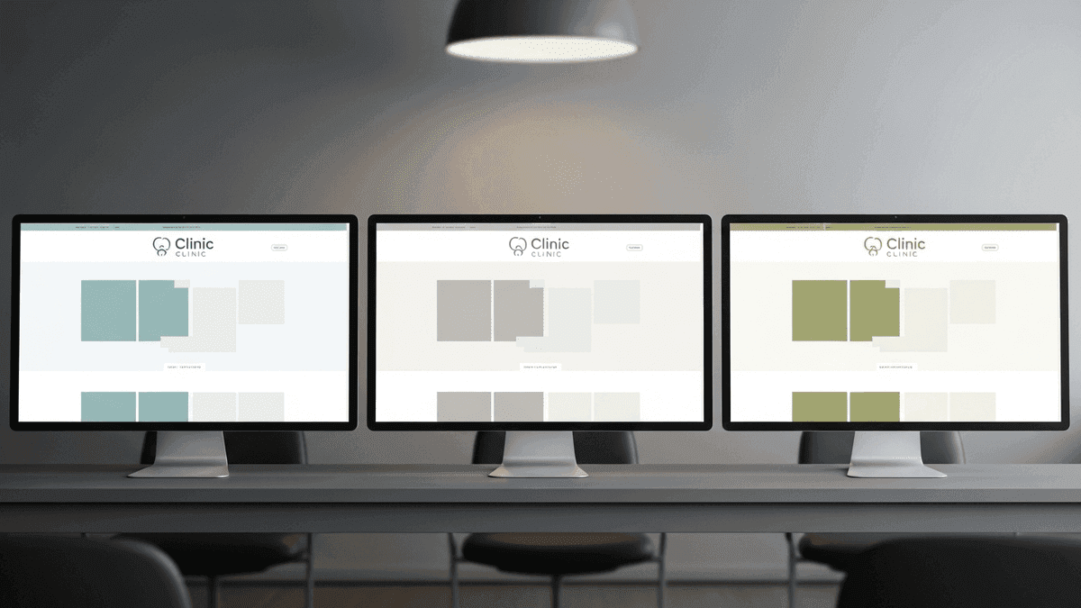 Multiple identical clinic website layouts suggesting shared medical website templates