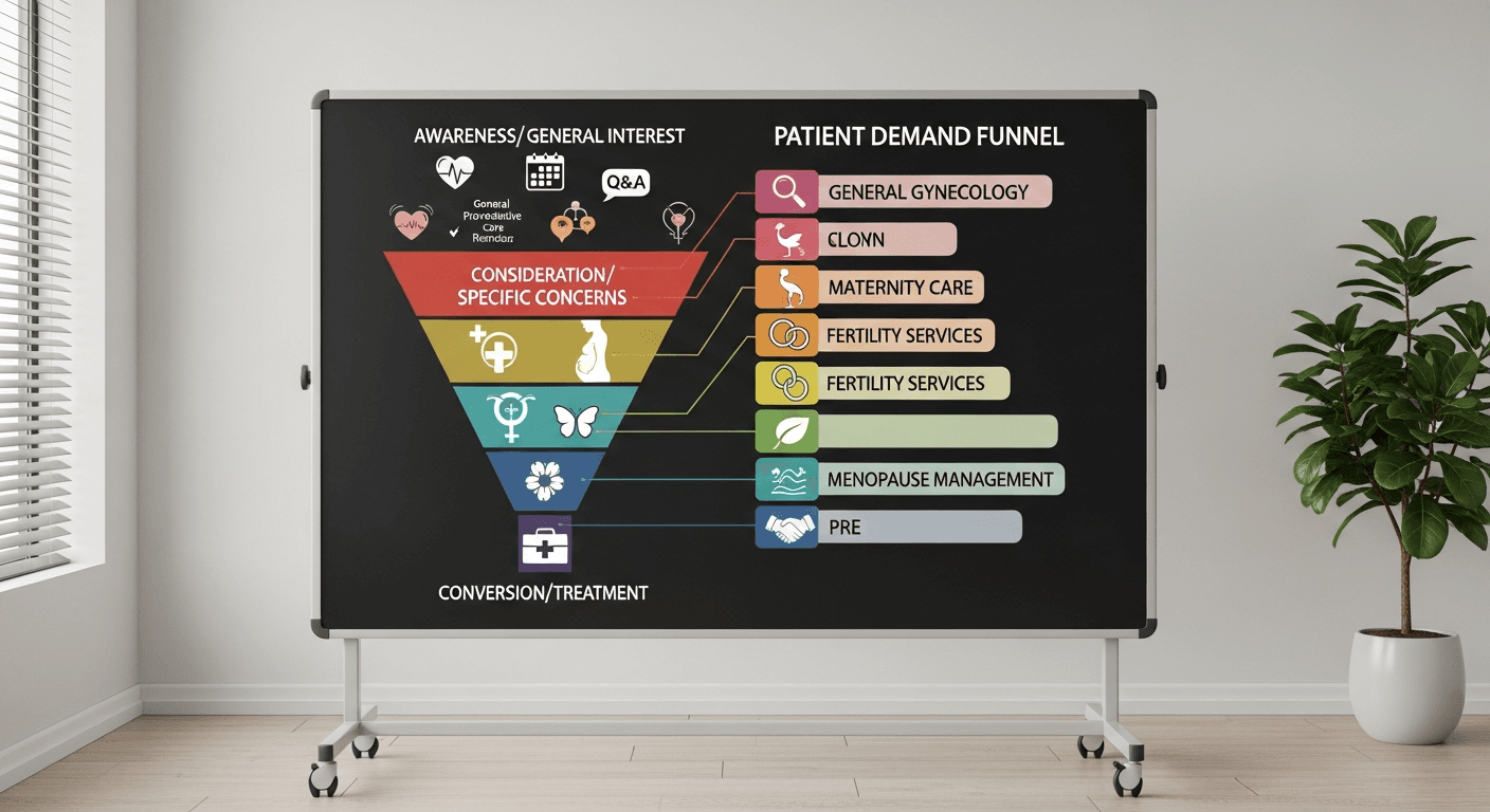 Funnel graphic showing OBGYN demand capture before ad scaling