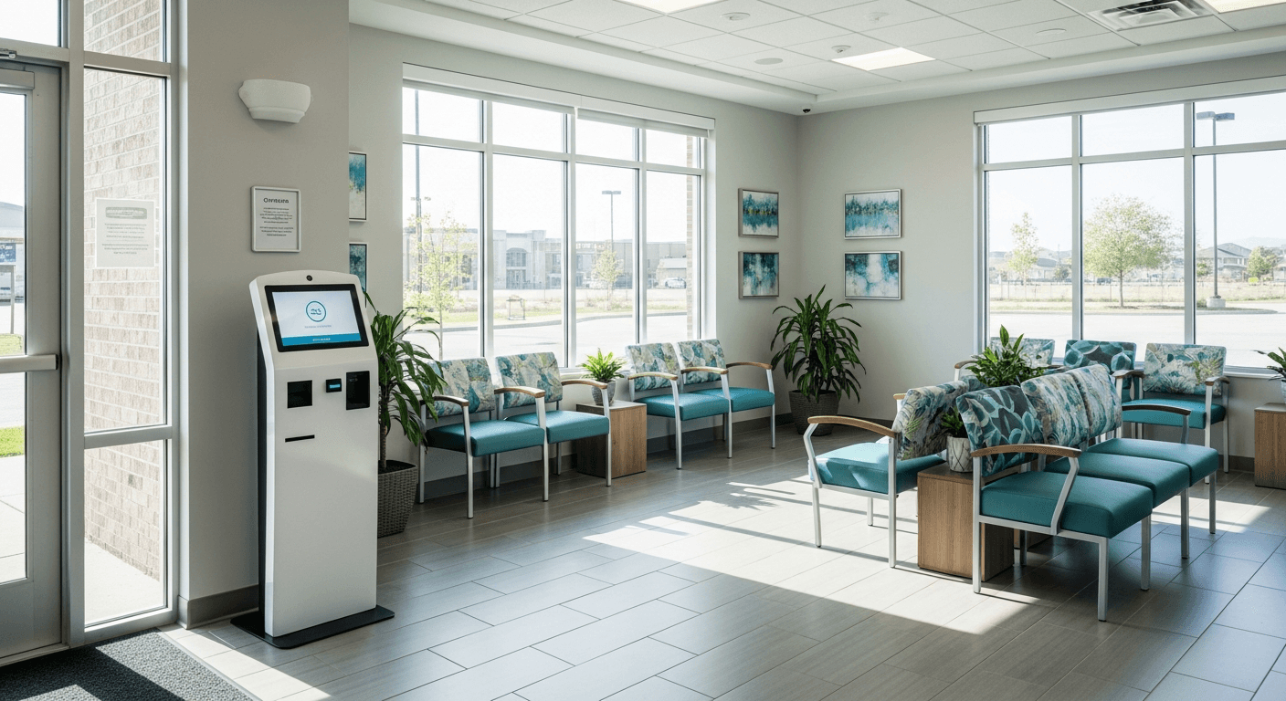 Bright urgent care reception area for same-day non-emergency medical visits