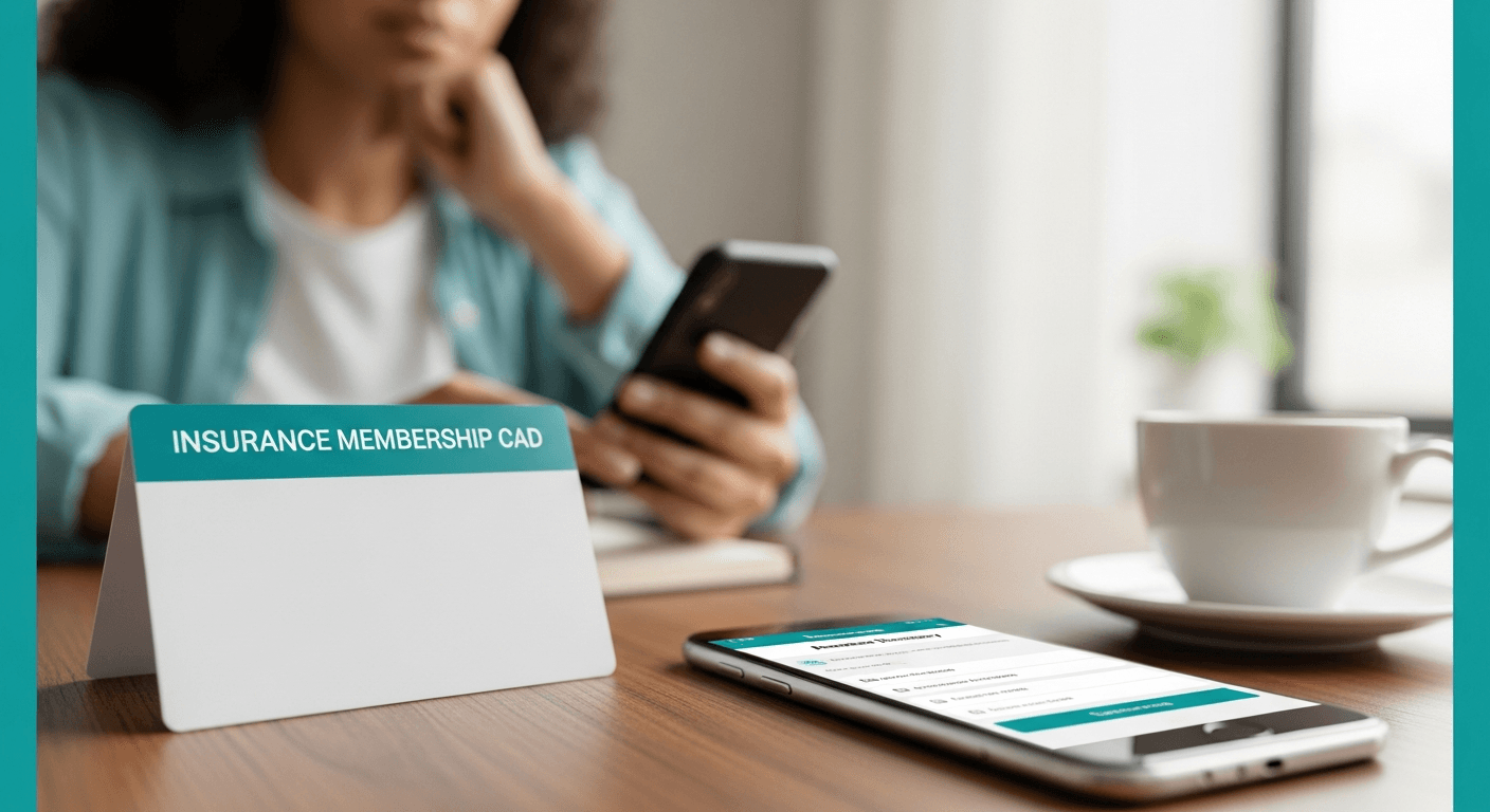 Insurance card beside a smartphone showing a provider directory search for in-network clinics