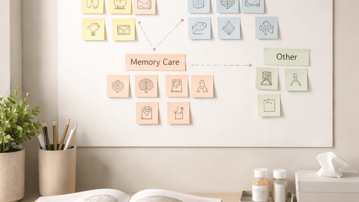 Website sitemap notes for migraine epilepsy and memory care landing pages