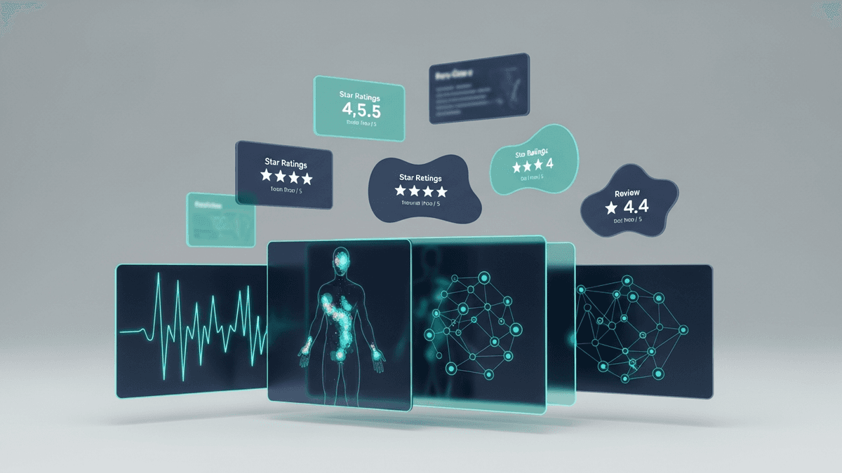 Stars and review cards theme for doctor and patient reviews consistency