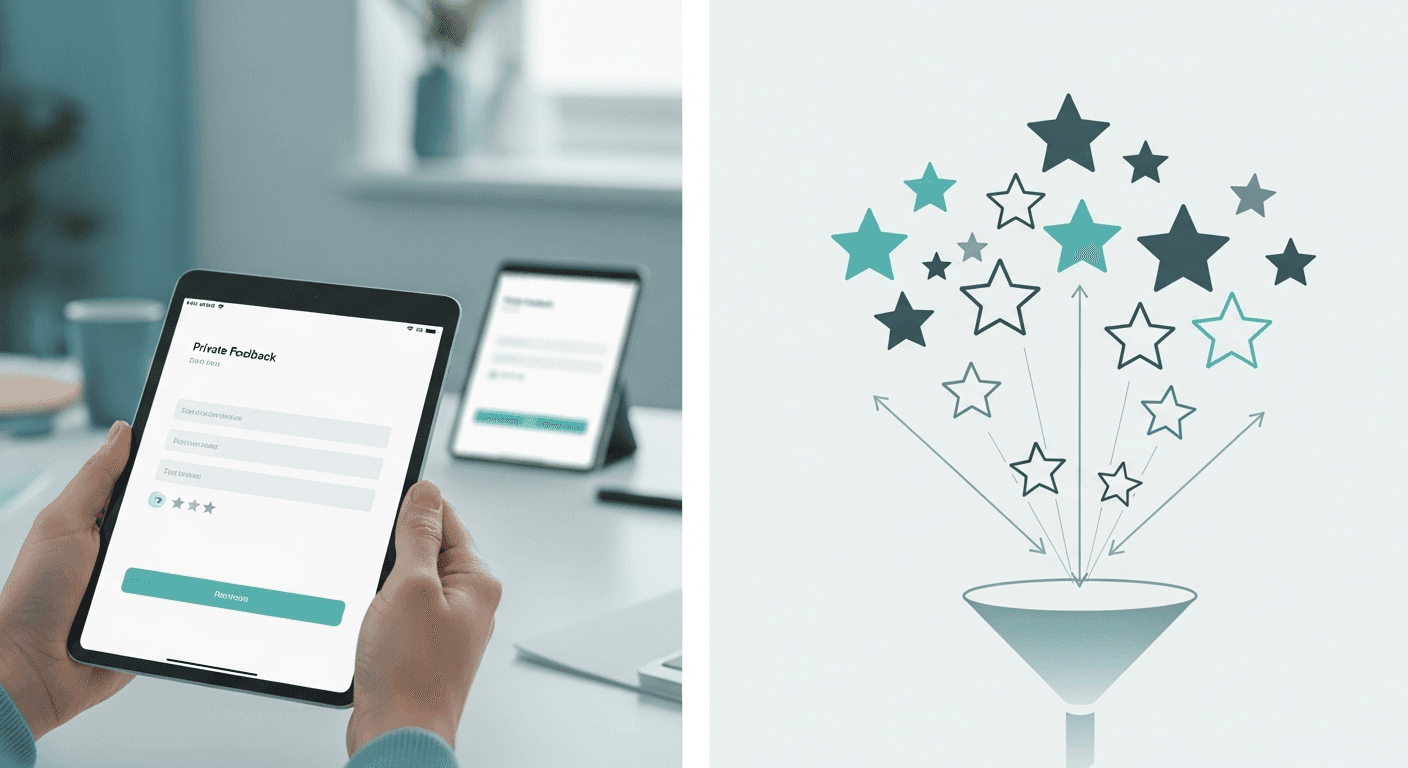 Private feedback funnel before public star reviews