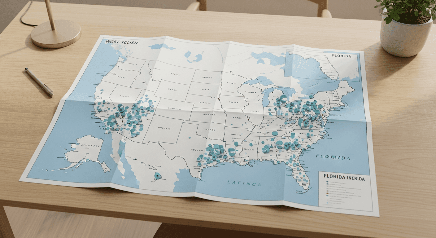 United States map highlighting tier one metro markets for podiatry patient growth priority