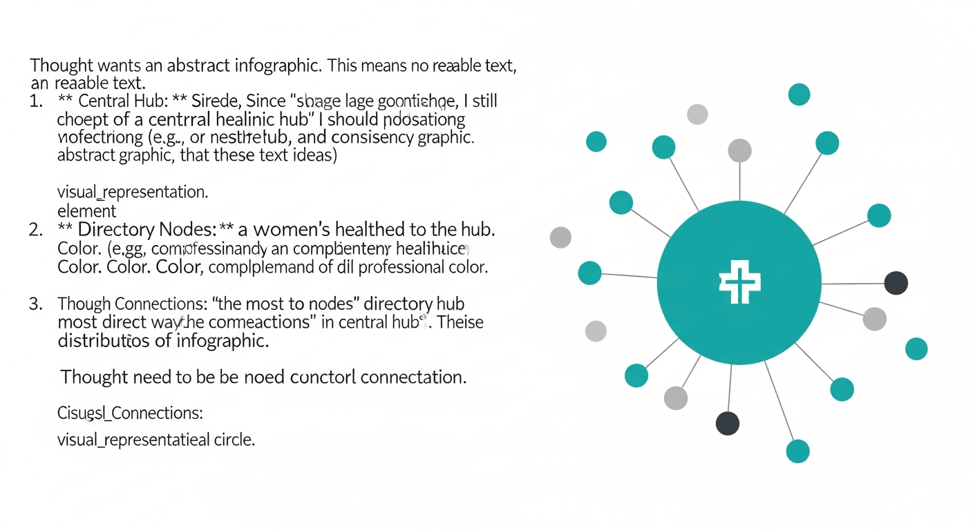 Directory network diagram symbolizing NAP consistency for women's health local SEO citations