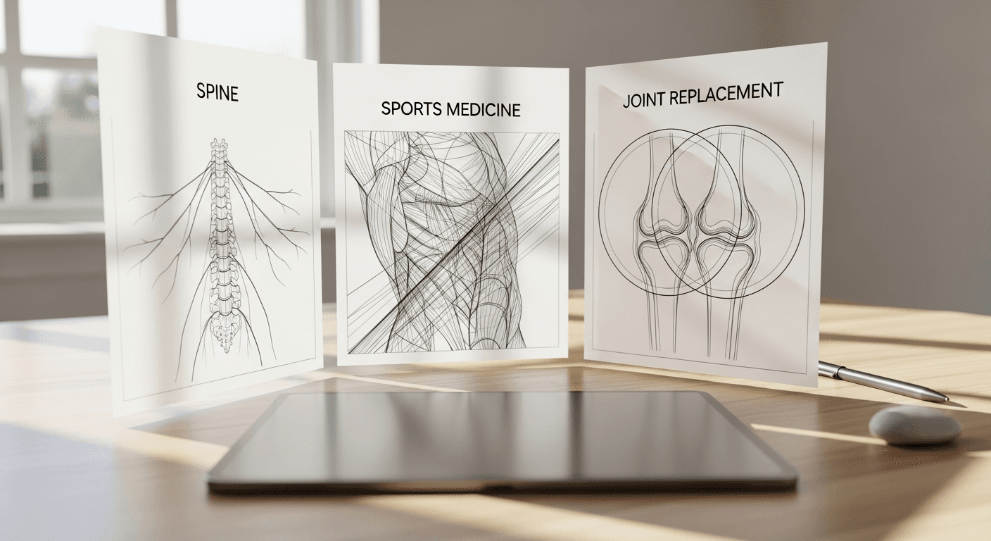 Wireframe panels for spine sports medicine and joint replacement on tablet
